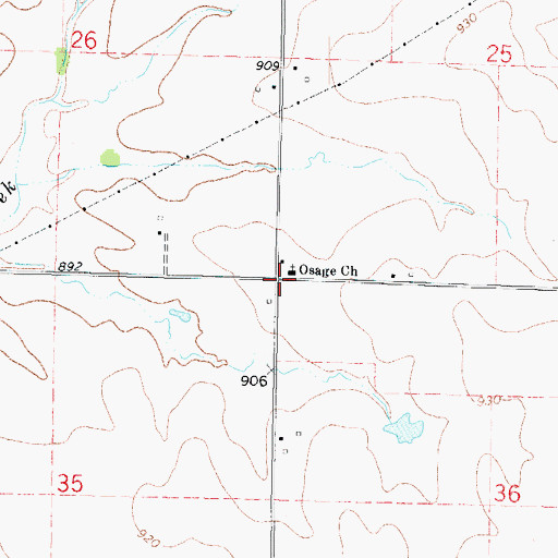 Topographic Map of Osage School (historical), KS