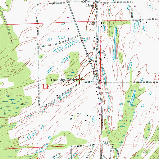 Topographic Map of Dansby Cemetery, AR