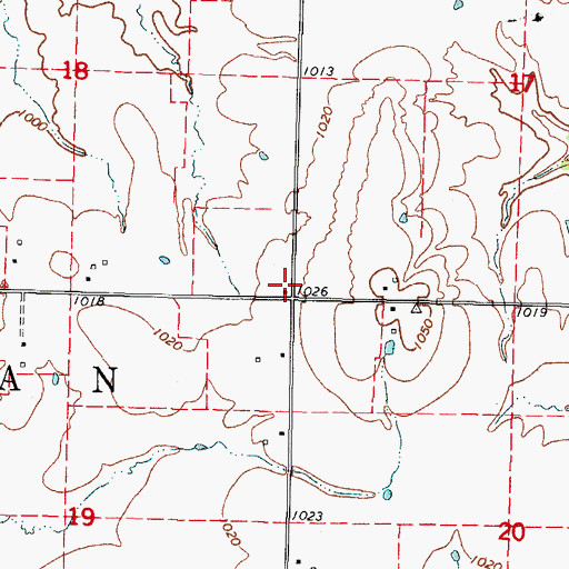 Topographic Map of Ozark School (historical), KS
