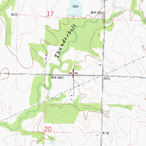 Topographic Map of Round Prairie School (historical), KS