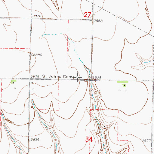 Topographic Map of Saint Johns Church (historical), KS