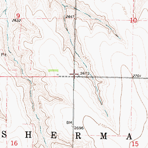 Topographic Map of Sherman Center School (historical), KS