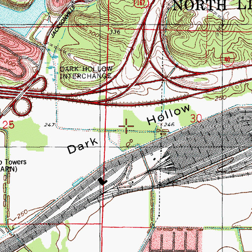 Topographic Map of Dark Hollow, AR