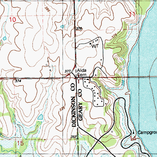 Topographic Map of Alida Cemetery, KS
