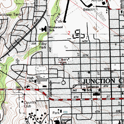 Topographic Map of Cleary Park, KS