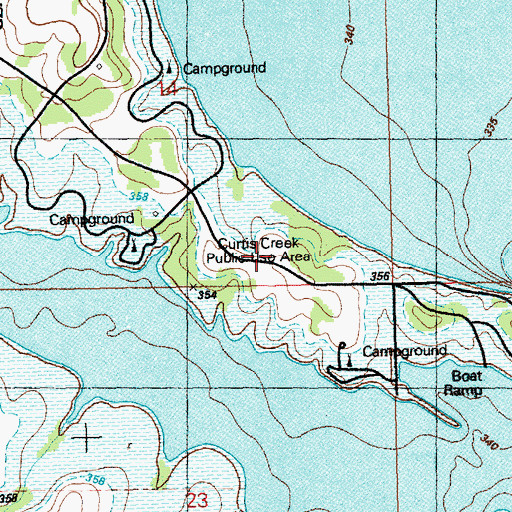 Topographic Map of Curtis Creek Public Use Area, KS