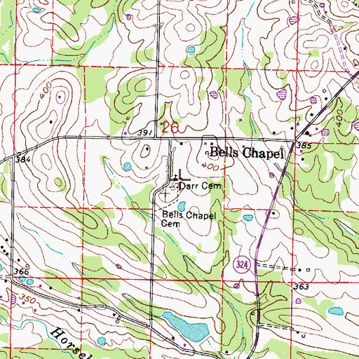 Topographic Map of Darr Cemetery, AR