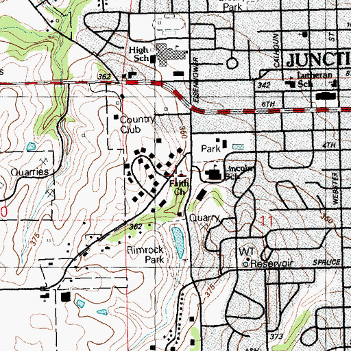 Topographic Map of Faith Lutheran Church, KS