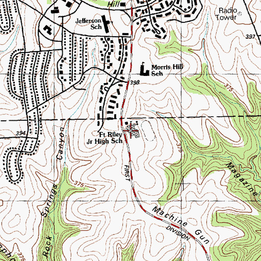 Topographic Map of Fort Riley Middle School, KS