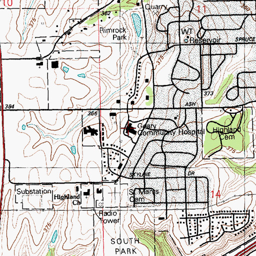 Topographic Map of Geary Community Hospital, KS