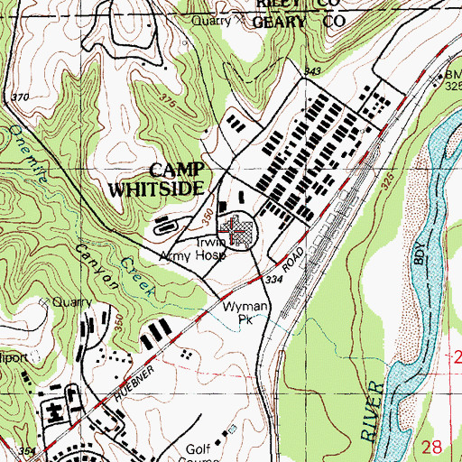 Topographic Map of Irwin Army Community Hospital, KS