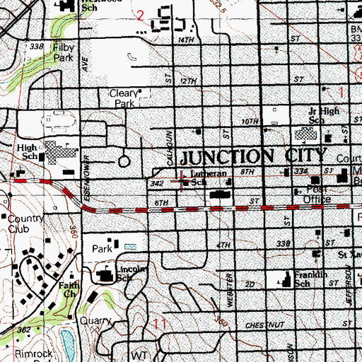 Topographic Map of Lutheran School, KS