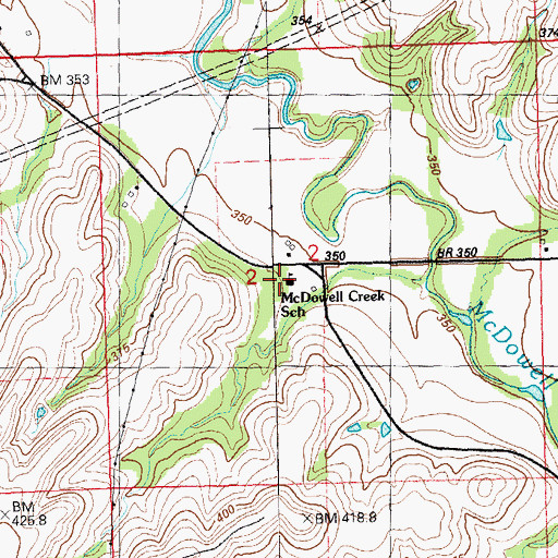 Topographic Map of McDowell Creek School, KS