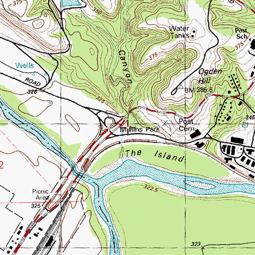 Topographic Map of Mullins Park, KS