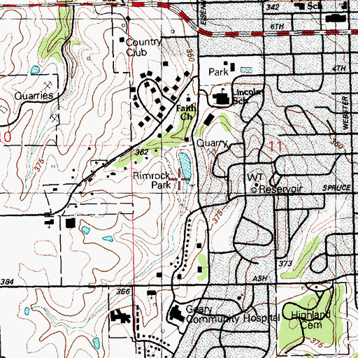 Topographic Map of Rimrock Park, KS