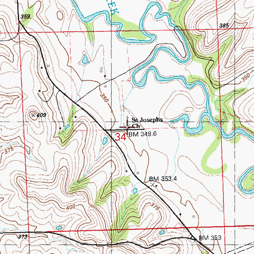 Topographic Map of Saint Josephs Church, KS
