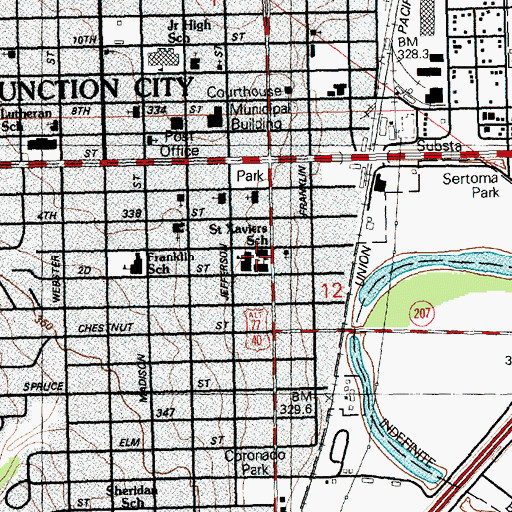 Topographic Map of Saint Xavier Elementary School, KS