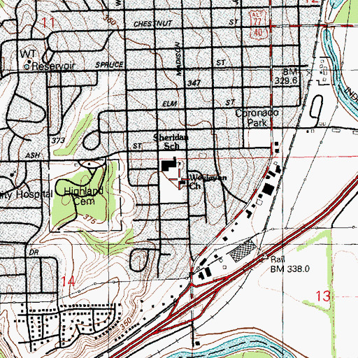 Topographic Map of Wesleyan Church, KS