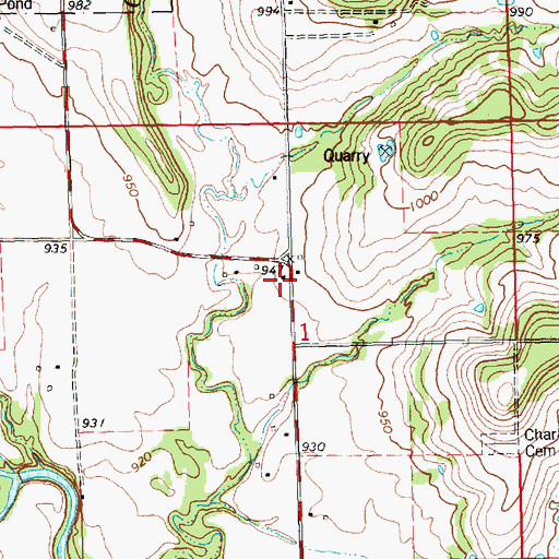 Topographic Map of Charleston School (historical), KS