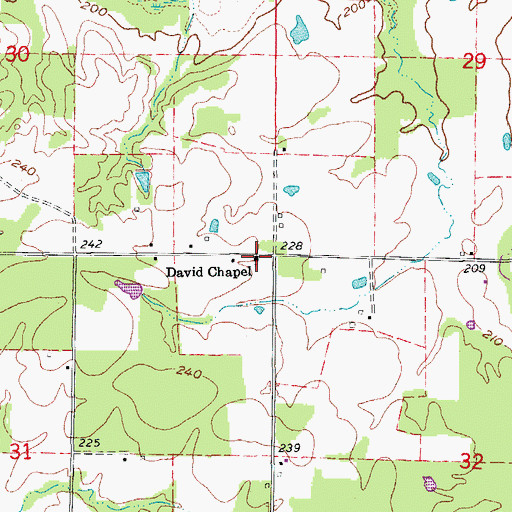 Topographic Map of David Chapel, AR