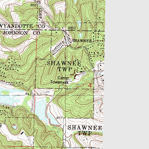 Topographic Map of Camp Towanyak, KS