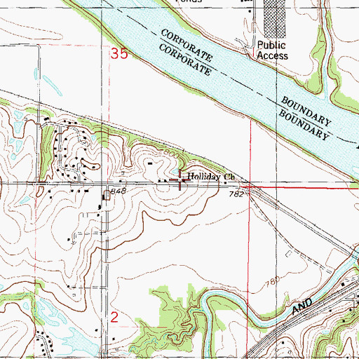 Topographic Map of Holliday Church, KS