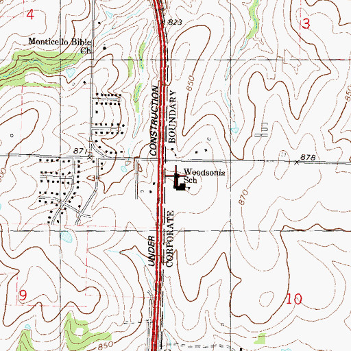 Topographic Map of Woodsonia Elementary School (historical), KS