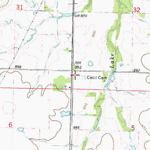 Topographic Map of Cecil Church (historical), KS