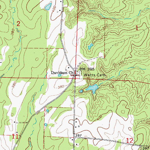 Topographic Map of Davidson Church, AR