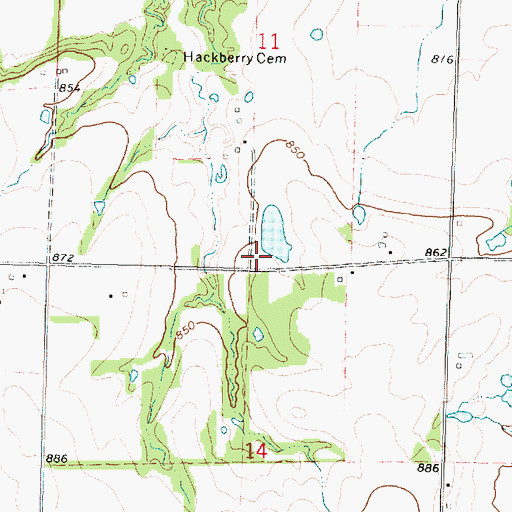 Topographic Map of Hackberry School (historical), KS