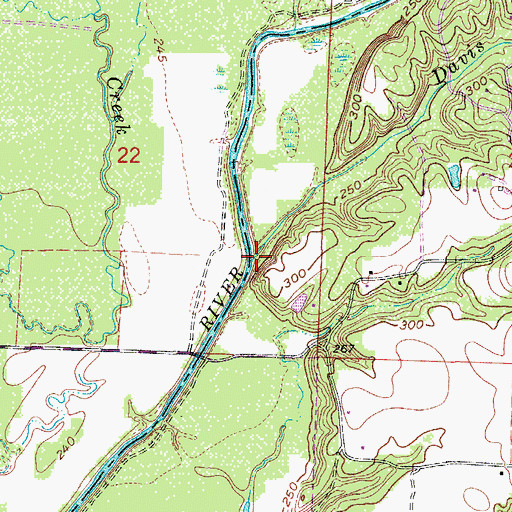 Topographic Map of Davis Branch, AR