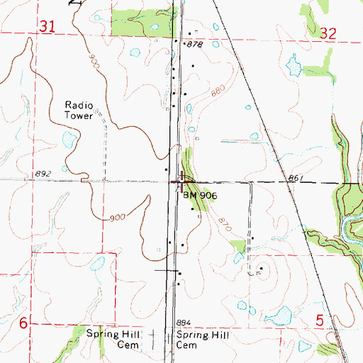 Topographic Map of Spring Hill School (historical), KS