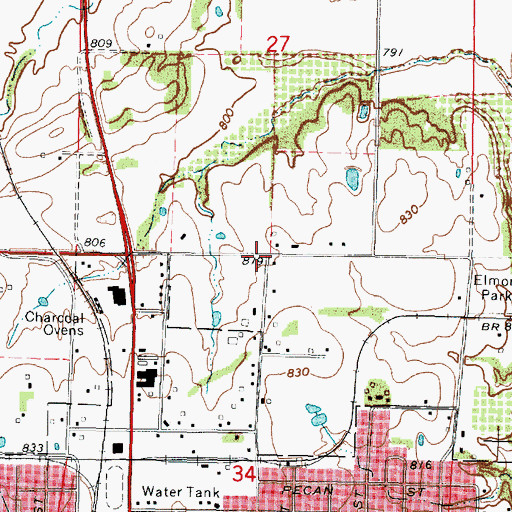 Topographic Map of Sunnyside School (historical), KS