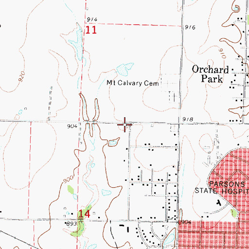 Topographic Map of Vincent School (historical), KS