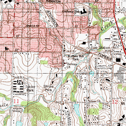 Topographic Map of Berean Church, KS