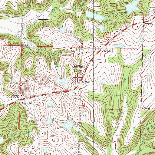 Topographic Map of Bethel Cemetery, KS