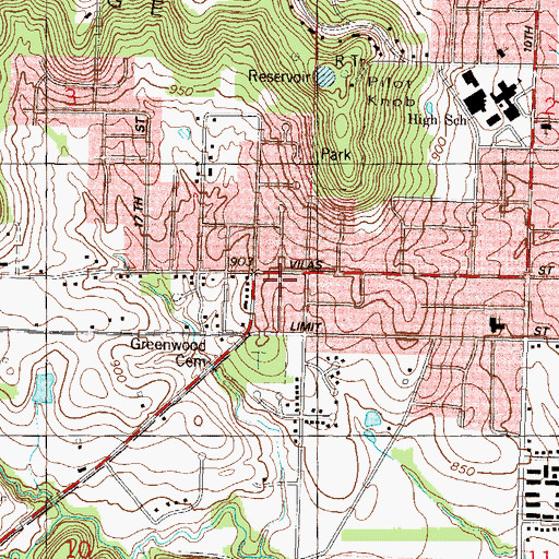 Topographic Map of Cleveland Park School (historical), KS