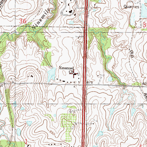 Topographic Map of Emmanuel Baptist Church, KS