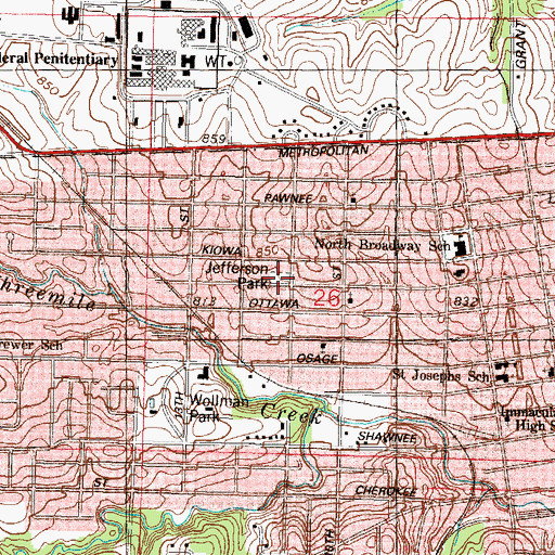 Topographic Map of Jefferson Park, KS