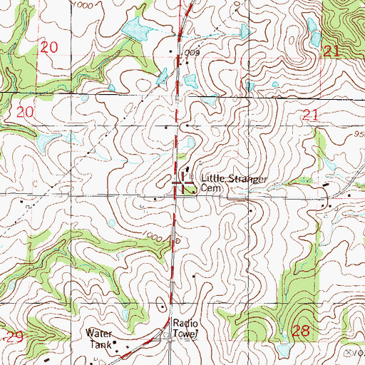 Topographic Map of Little Stranger Cemetery, KS