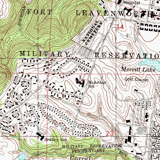 Topographic Map of MacArthur Elementary School, KS