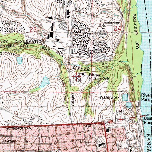 Topographic Map of Patton Junior High School, KS