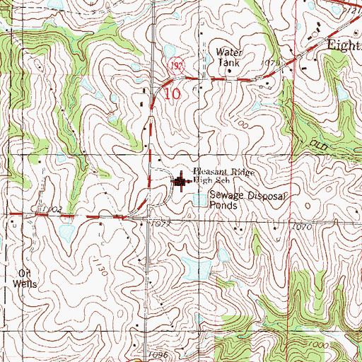 Topographic Map of Pleasant Ridge High School, KS