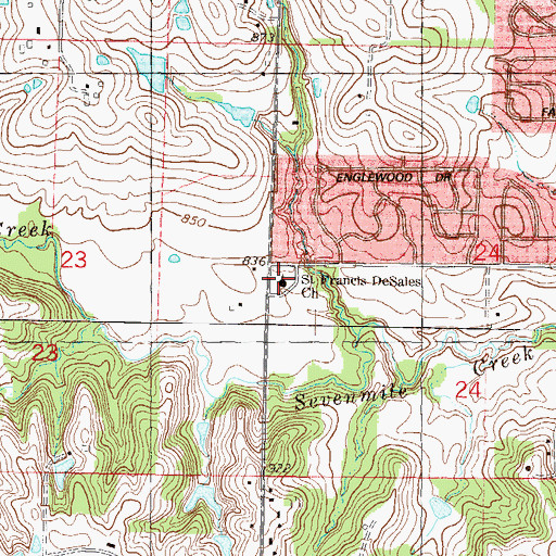 Topographic Map of Saint Francis de Sales Church, KS