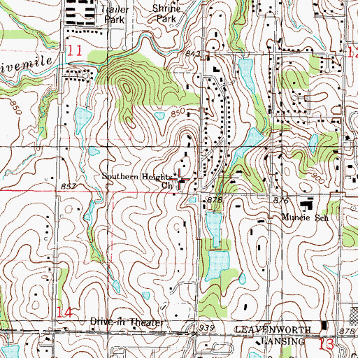 Topographic Map of Southern Heights United Methodist Church, KS