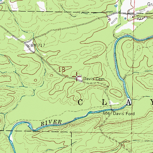 Topographic Map of Davis Cemetery, AR