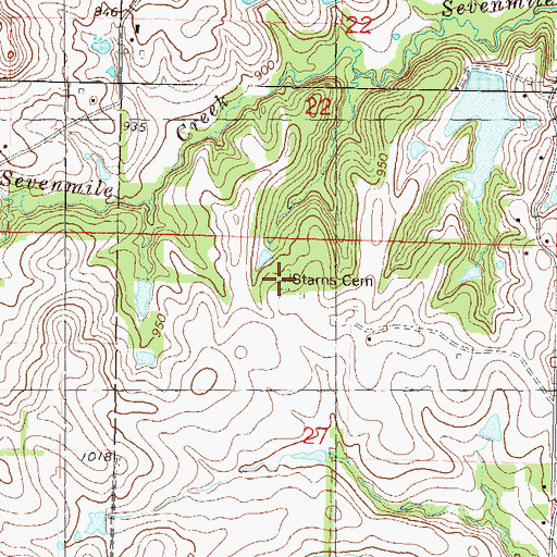 Topographic Map of Starns Cemetery, KS