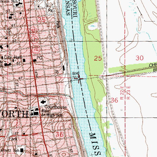 Topographic Map of Terminal Bridge (historical), KS
