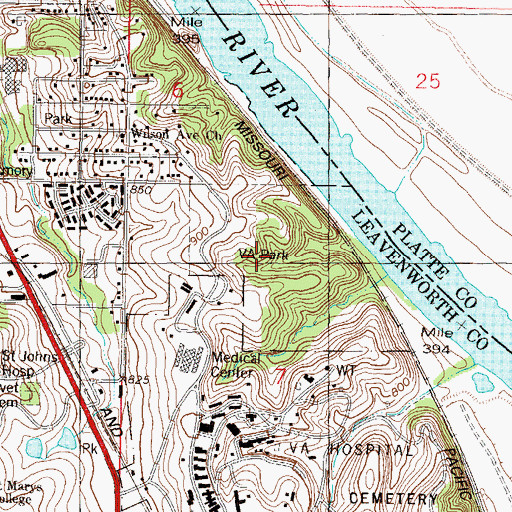 Topographic Map of Veterans Administration Park, KS