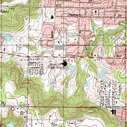 Topographic Map of West Intermediate School, KS